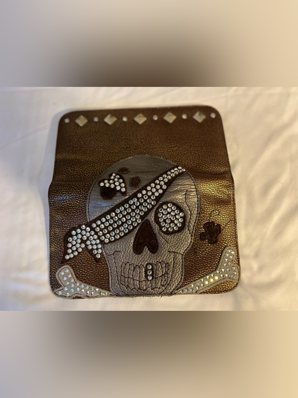 Charm & Luck Rhinestone Skull Wallet - Picture 3 of 11